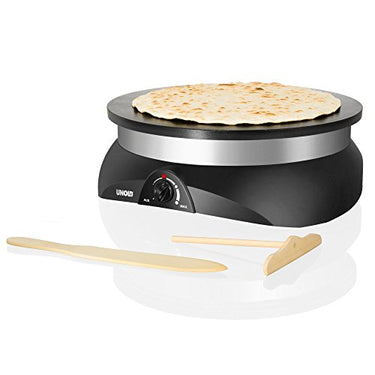 Unold 48155 Crepes Maker Profi - 1.250 Watt, Antihaftbeschichtung, Aluminium- Druckgussplatten, stufenloser Temperaturregler, mit Teigverteiler und Spatel aus Holz im Sale
